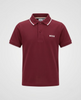 Hugo Boss Logo Print White Collar Stripe Polo Tee Maroon