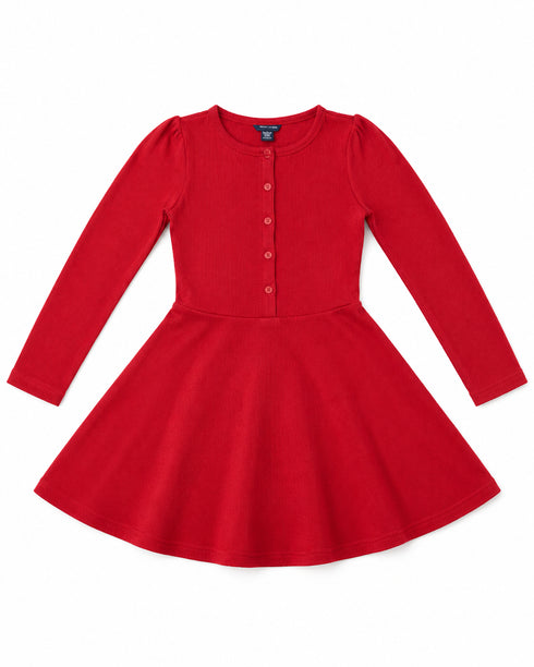 Tommy Hilfiger Girls Red Long Sleeve Skater Dress
