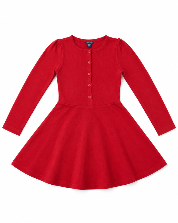 Tommy Hilfiger Girls Red Long Sleeve Skater Dress