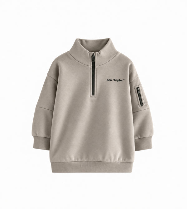Next FUNNEL ZIP NECK Shirt - REGULAR FIT - Chándal - mink brown