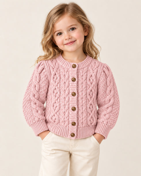Ecru Chunky Knit Bobble Cardigan