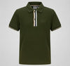 Hugo Boss 4 Stripe Placket Polo Tee Olive