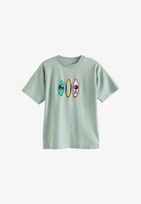 Next SHORT SLEEVE - REGULAR FIT - T-shirt print - mineral green embroidery