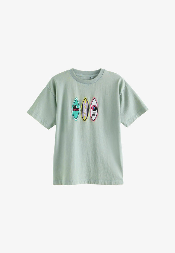 Next SHORT SLEEVE - REGULAR FIT - T-shirt print - mineral green embroidery