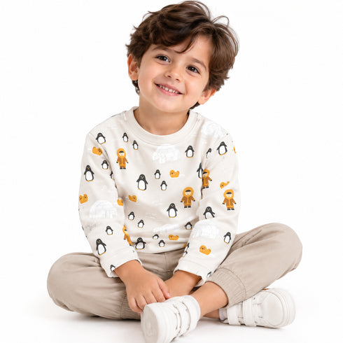 C&A Kids Arctic Penguin Print Long Sleeve T-Shirt