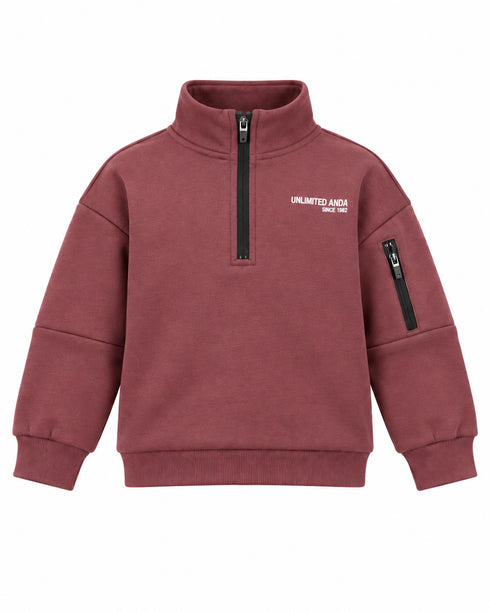 Next FUNNEL ZIP NECK Shirt- REGULAR FIT - Chándal - burgundy red