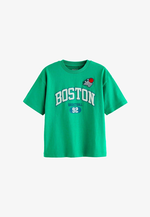Next T-shirt print - green varsity