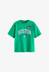 Next T-shirt print - green varsity