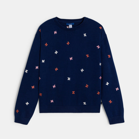 Girl's two-tone butterfly jumper (Royal Blue)