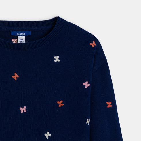 Girl's two-tone butterfly jumper (Royal Blue)
