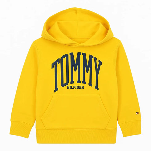 Tommy Hilfiger Boys Yellow Hoodie – Premium Winter Sweatshirt for Kids Yellow