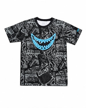 Over black surf-inspired print t-shirt
