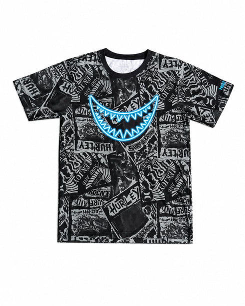 Over black surf-inspired print t-shirt