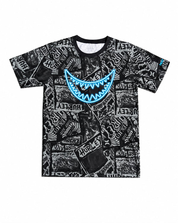 Over black surf-inspired print t-shirt