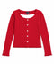 Tommy Hilfiger Girls Red Ribbed Button Front Top