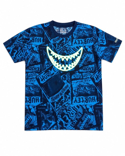 Over blue surf-inspired print t-shirt
