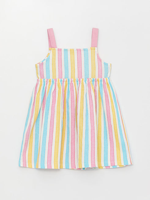 LCW baby Square Neck Striped Baby Girl Dress