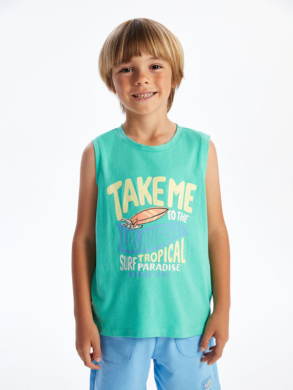 LC WAIKIKI Crew Neck Los Angeles Printed Boys' Tank Top
