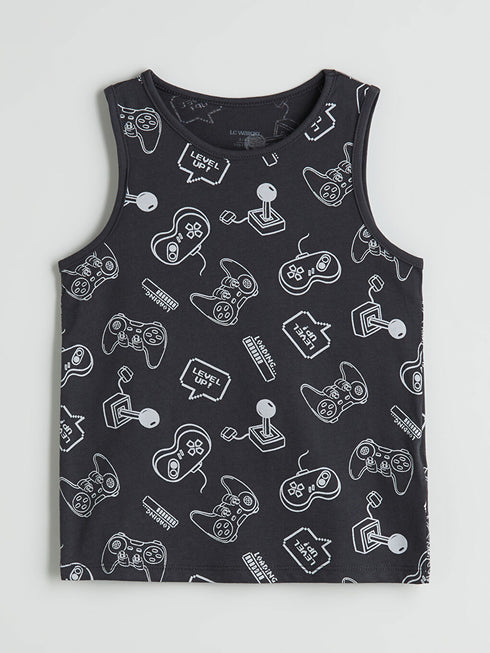 LC Waikiki Printed Boys' Tank Top GREY