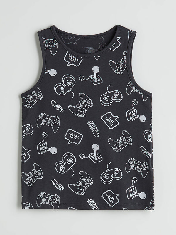 LC Waikiki Printed Boys' Tank Top GREY
