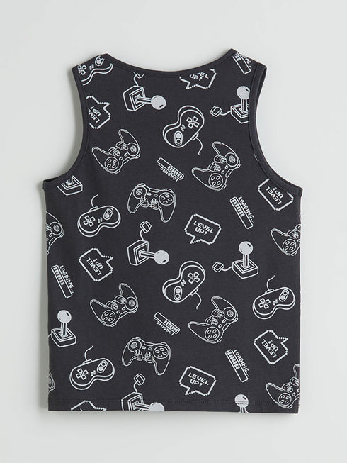 LC Waikiki Printed Boys' Tank Top GREY