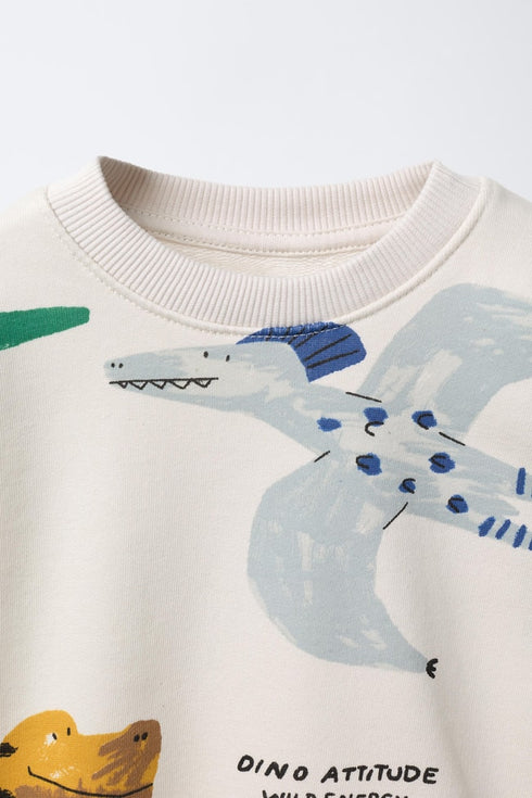 ZARA DINOSAUR PRINT SWEATSHIRT