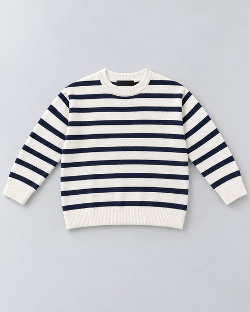 : Next Kids Striped Crew Neck Knit Sweater – Navy & Cream