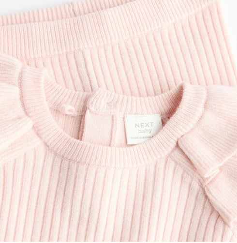 Pink Knitted Baby Jumper & Leggings Set