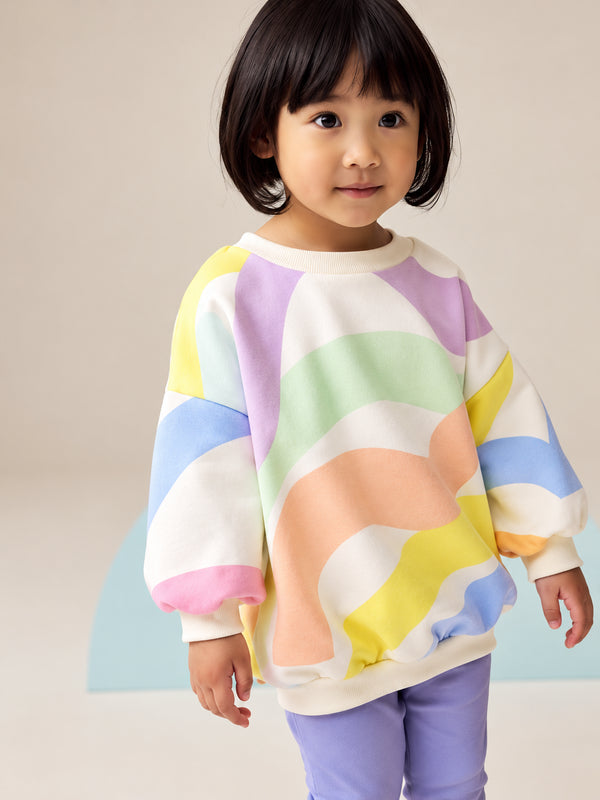 NEXT Baby Girls Pastel Rainbow Wave Print Sweatshirt