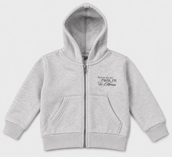 Minoti Kids Full Zip Hooded Sweatshirt – Light Grey