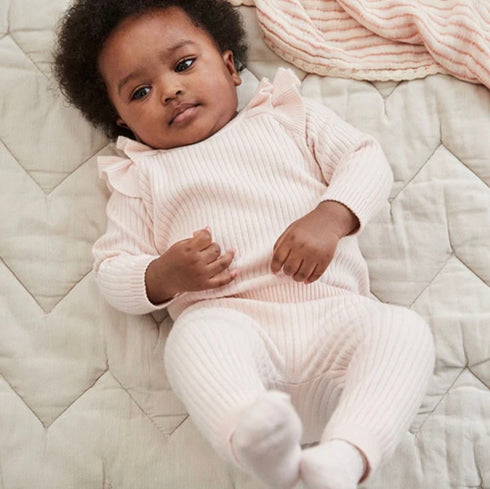 Pink Knitted Baby Jumper & Leggings Set