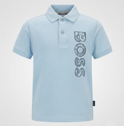 Hugo Boss Logo Printed Polo Tee Sky Blue