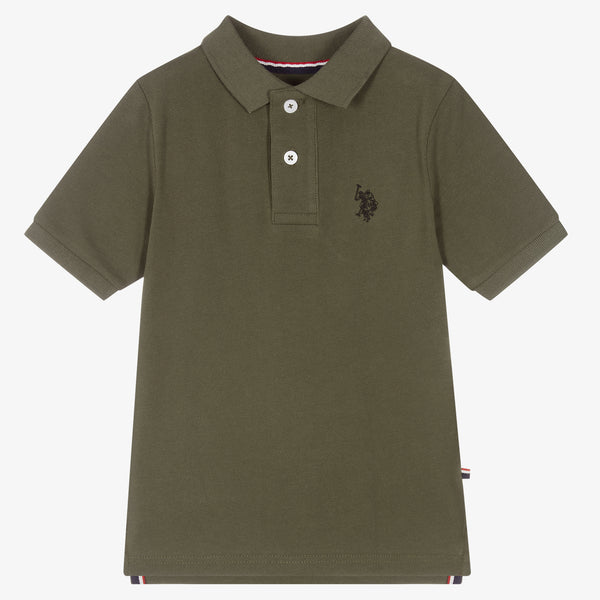 U.S. Polo Assn. Boys Green Cotton Polo Shirt