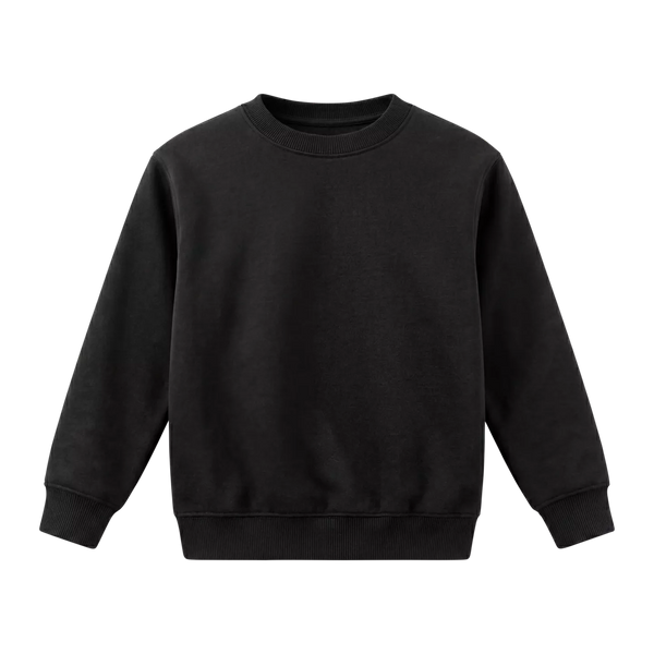 Rabbit Skins Black Youth Fleece Crew Neck Pullover Sweatshirt New