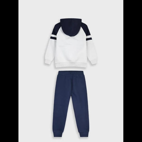 Energiers Kids Light Grey Graphic Hoodie with Navy Sleeves
